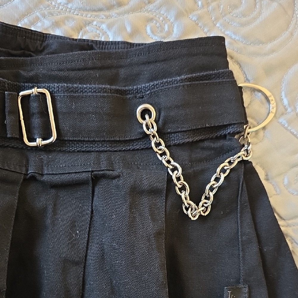 TRIPPNYC Black Pleated Skirt with Chain - Picture 2 of 6